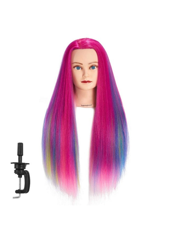 Training Head 26"-28" Mannequin Head Hair Styling Manikin Cosmetology Doll Head Synthetic Fiber Hair Hairdressing Training Model Free Clamp (1711W0320) - Image 2