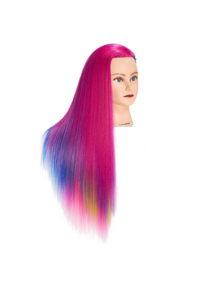 Training Head 26"-28" Mannequin Head Hair Styling Manikin Cosmetology Doll Head Synthetic Fiber Hair Hairdressing Training Model Free Clamp (1711W0320) - Image 3