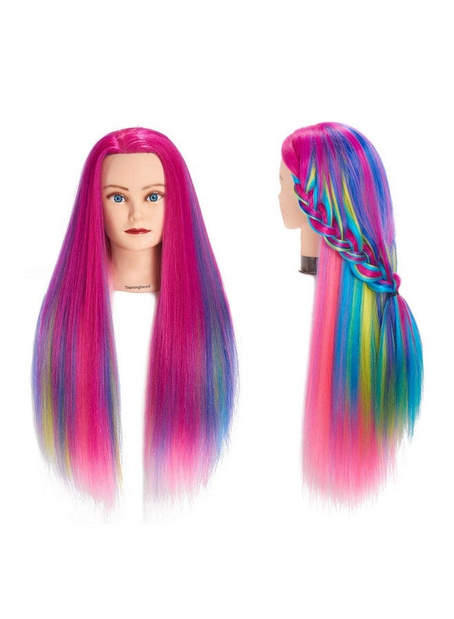 Training Head 26"-28" Mannequin Head Hair Styling Manikin Cosmetology Doll Head Synthetic Fiber Hair Hairdressing Training Model Free Clamp (1711W0320) - Image 1