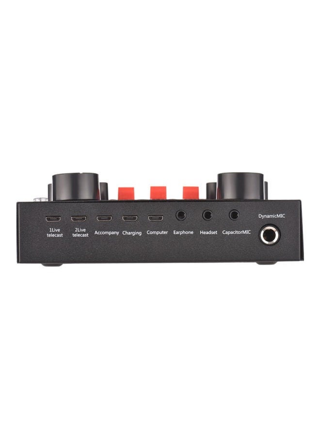 V8S External Live Card Mini Sound Mixer Board – Black, Compact Design, 16 Sound Effects, Dual DSP Noise Reduction, 6 Connecting Methods for Live Streaming, Recording, and Gaming – Professional Audio Quality for PC & Mobile