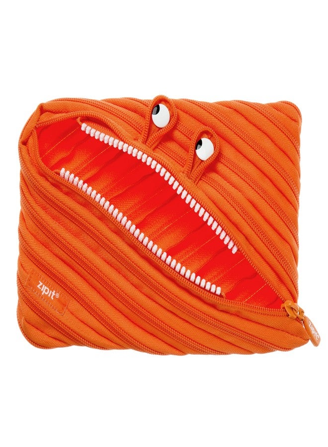 ZIPIT Monster Large Pencil Case for Boys, Cute Zipper Pouch for Kids Girls and Teens, Stationery Bag for School ,Orange - Image 1