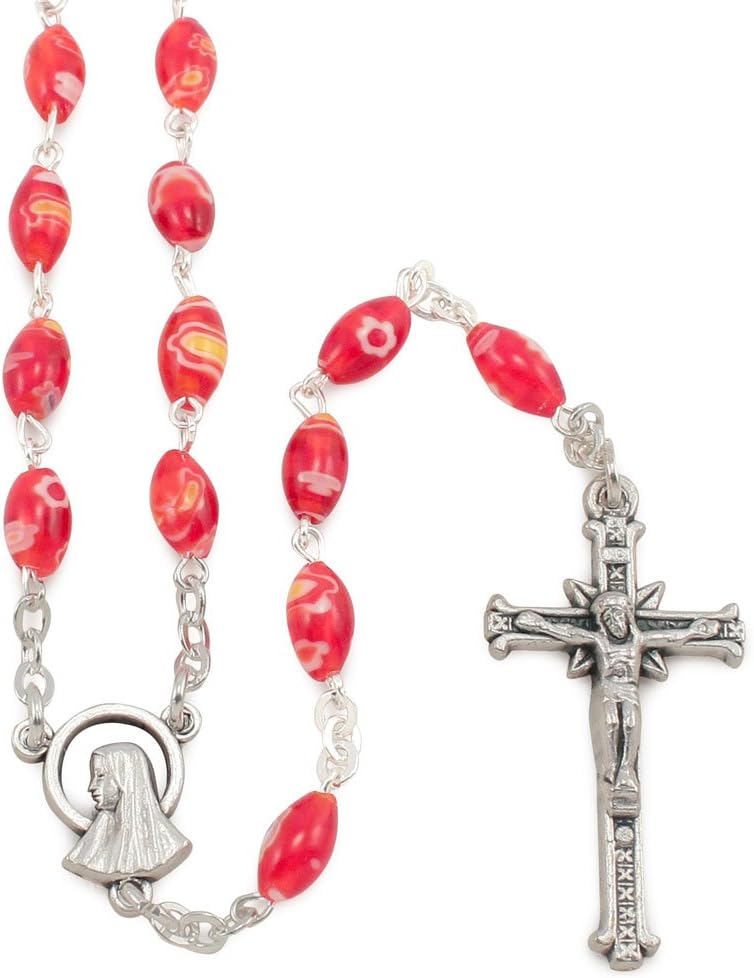 RosaryMart Rosary Murano Glass Red Millefiori Beads