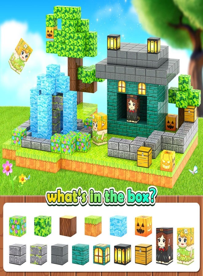 Gooidea Large Magnetic Blocks Kids Building Toys Mine Magworld Magic Enchanted Building Craft 1'' Cubes, Construction Sensory Toys for 3+ Year Old Boys Girls, Game Gifts for Kids Ages 4-6, 5-7, 4-8, 8-12 - Image 3