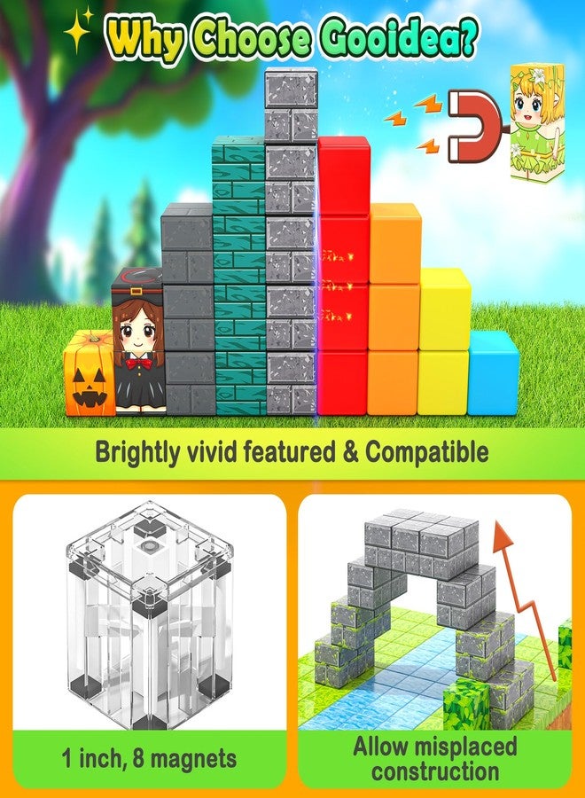 Gooidea Large Magnetic Blocks Kids Building Toys Mine Magworld Magic Enchanted Building Craft 1'' Cubes, Construction Sensory Toys for 3+ Year Old Boys Girls, Game Gifts for Kids Ages 4-6, 5-7, 4-8, 8-12 - Image 2