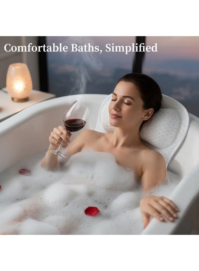AmazeFan Luxury Bath Pillow,Ergonomic Bathtub Spa Pillow with 4D Air Mesh Technology and 6 Suction Cups,Helps Support Head,Back and Neck,Fits All Bathtub,Hot Tub and Home Spa (US Patent) (White) - Image 4