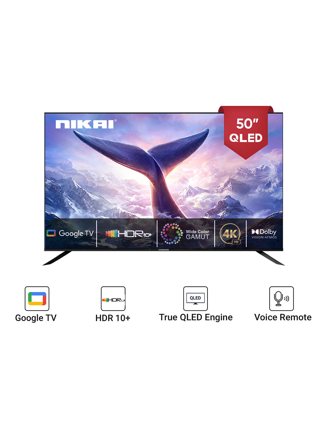 50 Inch 4K QLED Ultra HD Smart Google TV, Hands Free Voice Control, Game Master, Dolby Vision + Atmos, 4K HDR10+, Effortless Connectivity With Android & Apple Devices NPROG50QLED Black