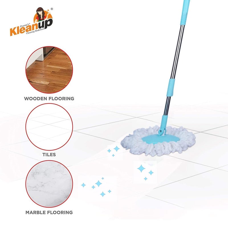 PRANAY'S KLEANUP Premium Spin Mop Rod Stickwith 360 Degree Rotating MopsHead 1 Stainless Steel Rod Stickwith 1 Microfiber Refill WetDry Mop Mops Rod Stick Mops Mop Rod Stick Mop Rod - Image 3