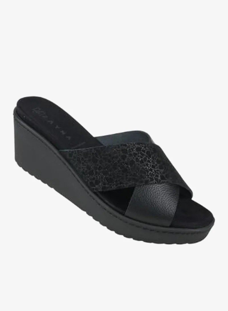 221-371 Zayna Ladies Wedge Sandals Milan 21505T Black