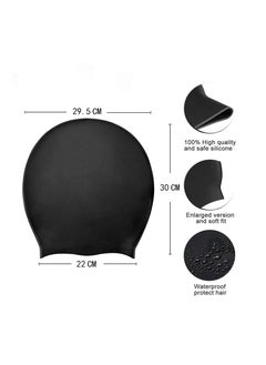 Cuken Oversize Swimming Cap Large Long Hair Swim Cap with Extra Room for Women Long Thick Hair, Adult Waterproof Swim Hats Bathing Caps to Keep Hair Dry Black 30*29.5*22CM  - Image 2