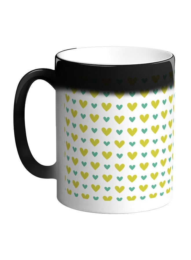 RYN Hearts Printed Colour Changing Coffee Mug Black 11ounce
