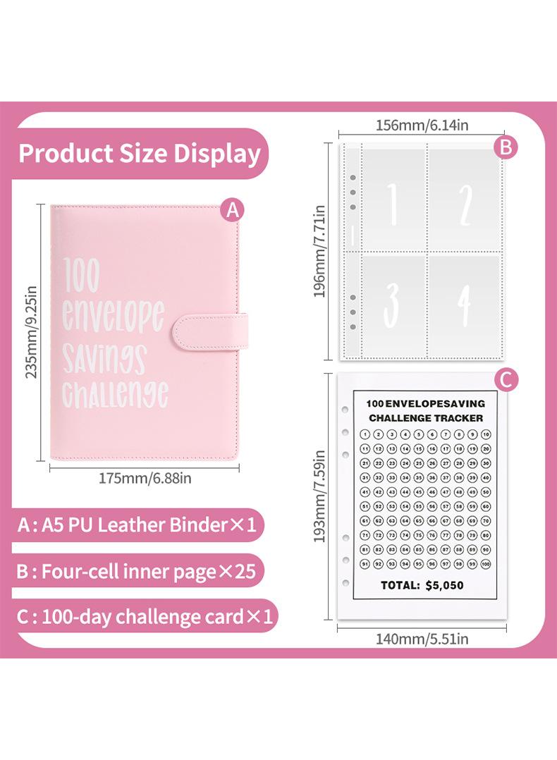 Loquat A5 Loose Leaf Book 100 Days Of Saving Money Saving Money Challenging Cash Envelopes Saving Money Couple Games Challenging Couple Gifts - Image 3