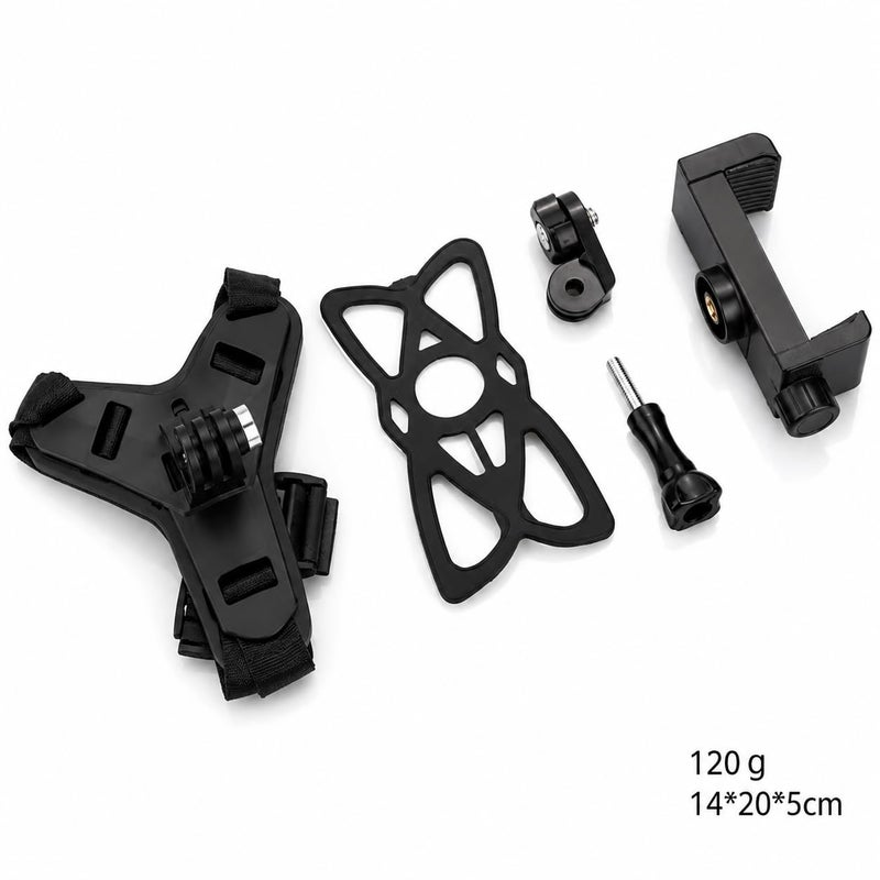 Motorcycle Helmet Chin Camera Phone Holder 5 in 1 Motorcycle Helmet Front Chin Bracket Anti-Slip Bike Mount Strap Clip/Phone Holder (Black) - Image 5
