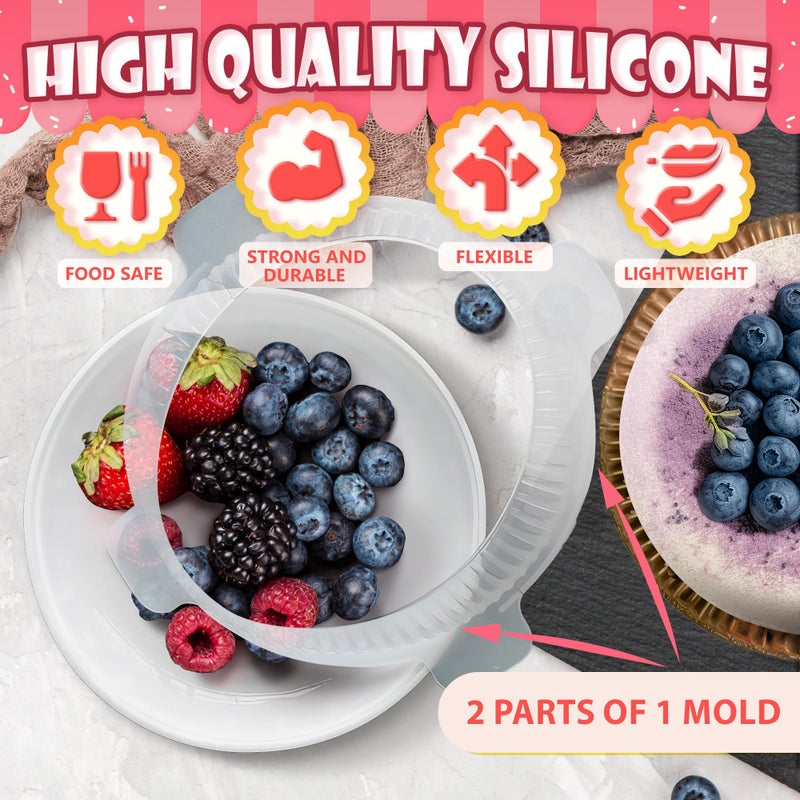 VIKROM Silicone Mousse Mold - Christmas Round Silicone Cake Mold, 7.5" Diameter (33.5 Oz Capacity), Easy to Use and Dishwasher Safe, Lightweight and Easy to Store, Suitable for Mousse Cakes, Bread, Brownies - Image 3
