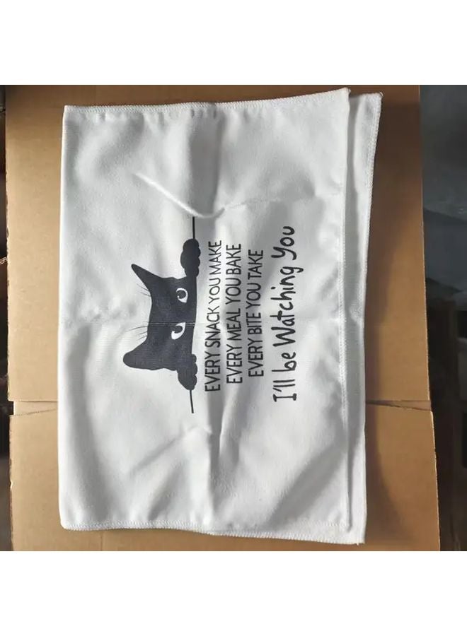 منشفة مطبخ بتصميم قطة مرحة سأراقبك بوليستر ناعم قطعة واحدة - Image 2