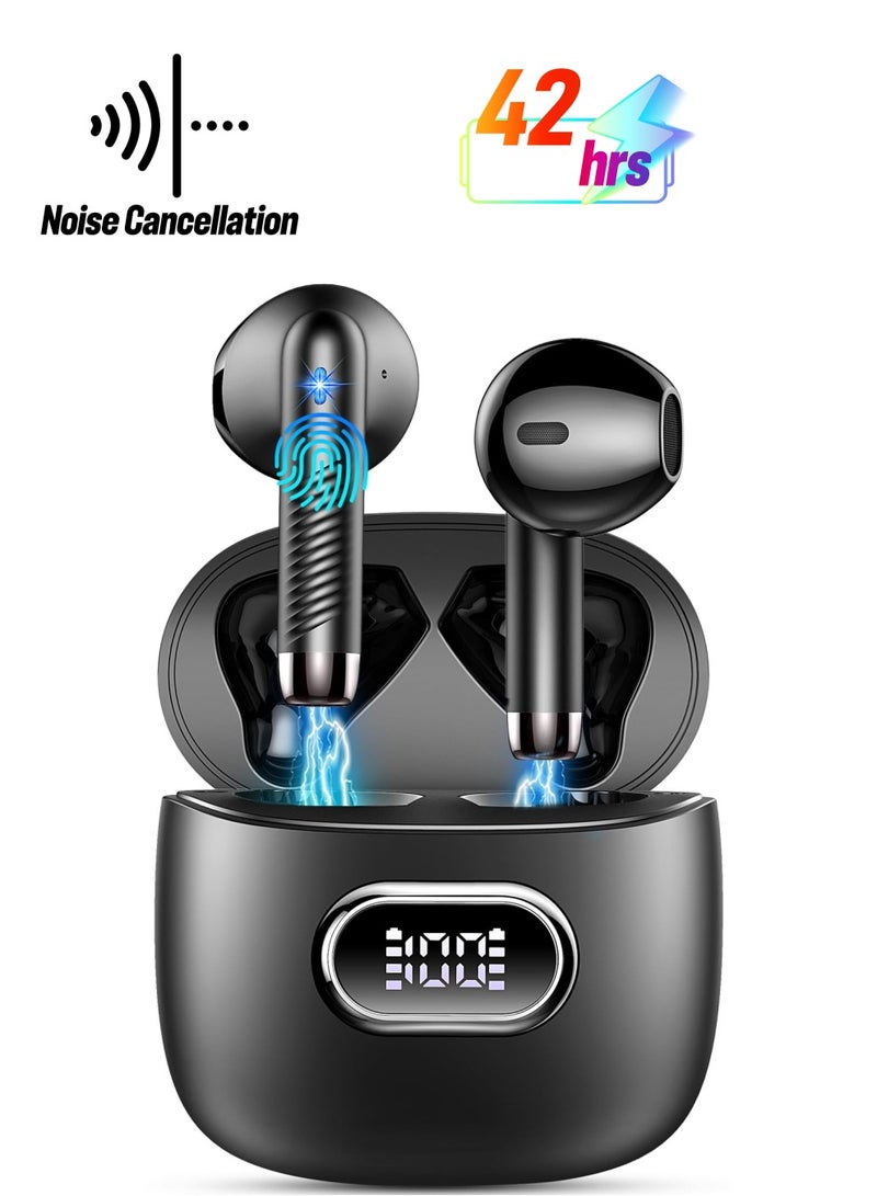 Excefore Wireless Earbuds, Bluetooth 5.3 Headphones with Stereo Bass, 42H Playtime, In-Ear Earphones, Noise Cancelling, USB-C, LED Display, IP7 Waterproof Sport Headset for Android and iOS - Image 1