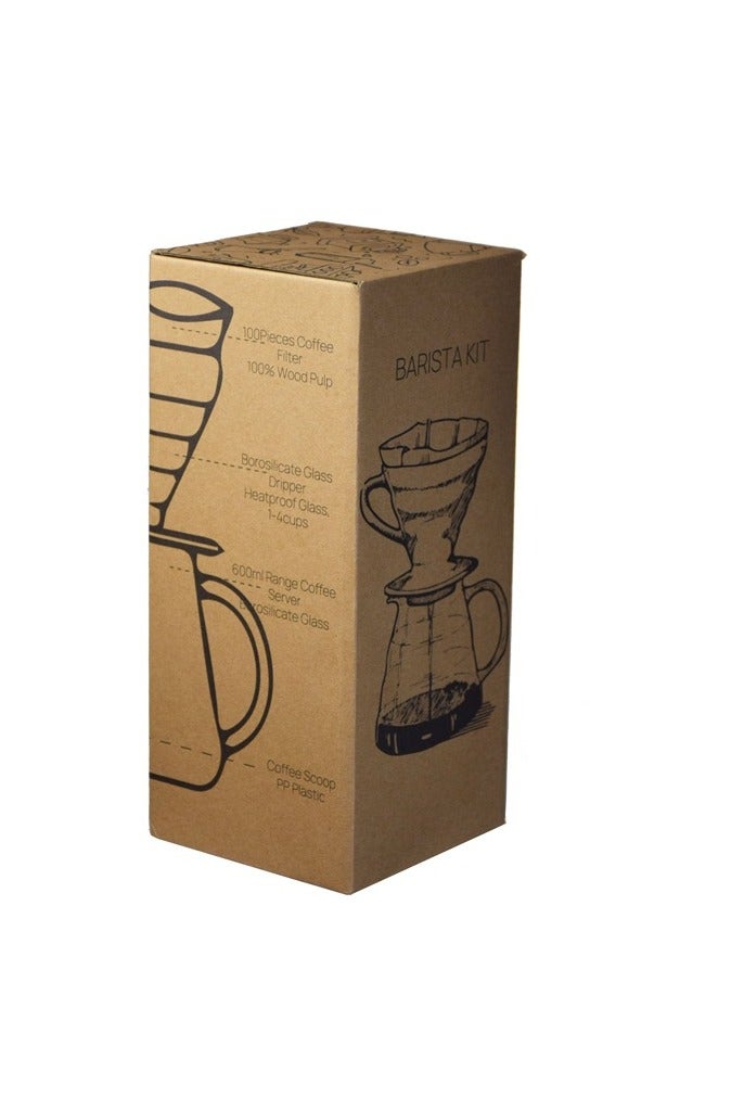 INVEIN V60 Coffee Dripper Set Size 02 – 4-Piece Kit with 600 ml Coffee Server, Size 02 Dripper, 100 Coffee Filters, and Measuring Spoon – Pour-Over Coffee Brewing Tools for 2–4 Cups - Image 2