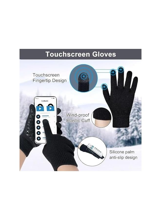 بروماس الشتاء قبعة قبعة وشاح قفازات تعمل باللمس مجموعة، متماسكة سميكة الصوف مبطنة قفازات دافئة تعمل باللمس قبعة صغيرة وشاح مجموعة للرجال والنساء، النساء القبعات الشتوية 3 قطعة مجموعة أكثر دفئا - Image 4