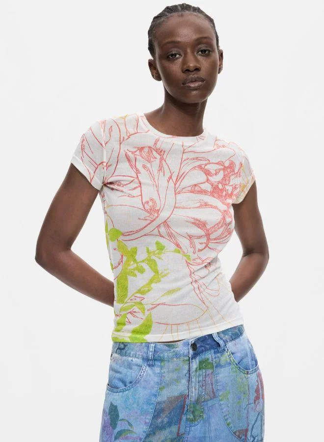 DESIGUAL Printed knit t-shirt
