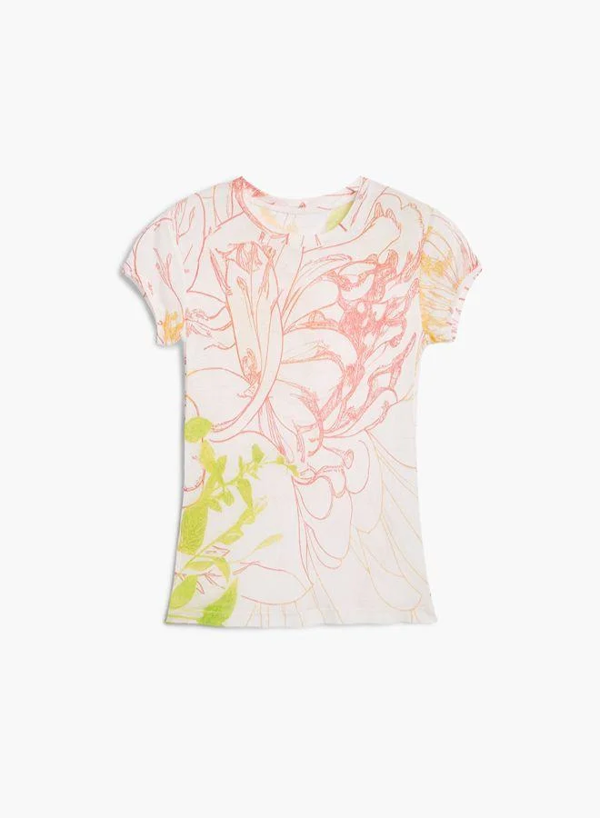Desigual Pink Printed knit t-shirt for Women | Best Price UAE