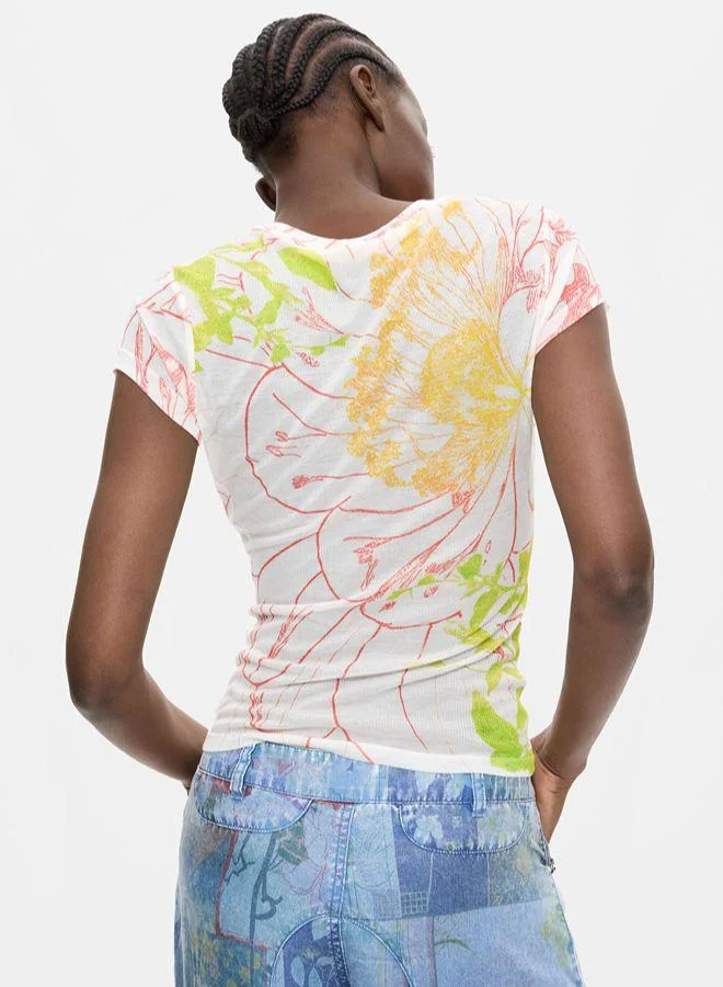 Desigual Pink Printed knit t-shirt for Women | Best Price UAE
