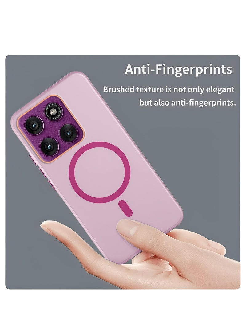 Wtech Motorola Edge 60 Fusion 5G 2025 Hybrid Translucent Magsafe with Magnetic Charging Raised Camera Lips Elegant Look Case Cover (MCMPMN) - Baby Pink - Image 4