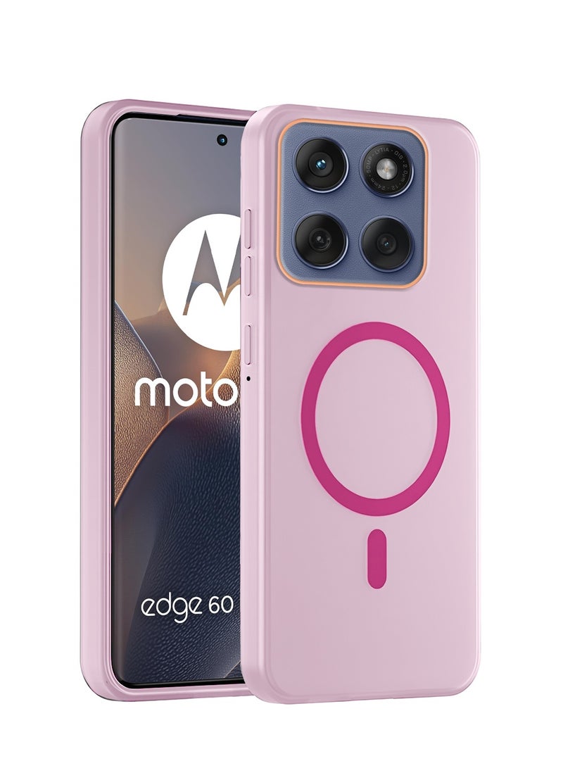 Wtech Motorola Edge 60 Fusion 5G 2025 Hybrid Translucent Magsafe with Magnetic Charging Raised Camera Lips Elegant Look Case Cover (MCMPMN) - Baby Pink - Image 1