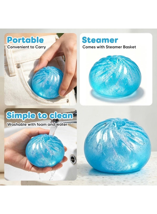 4-Pack Glitter Dumpling Squishy Fidget Stress Relief Toy Set for Adults - Blue, Purple, Pink, Green - Image 4
