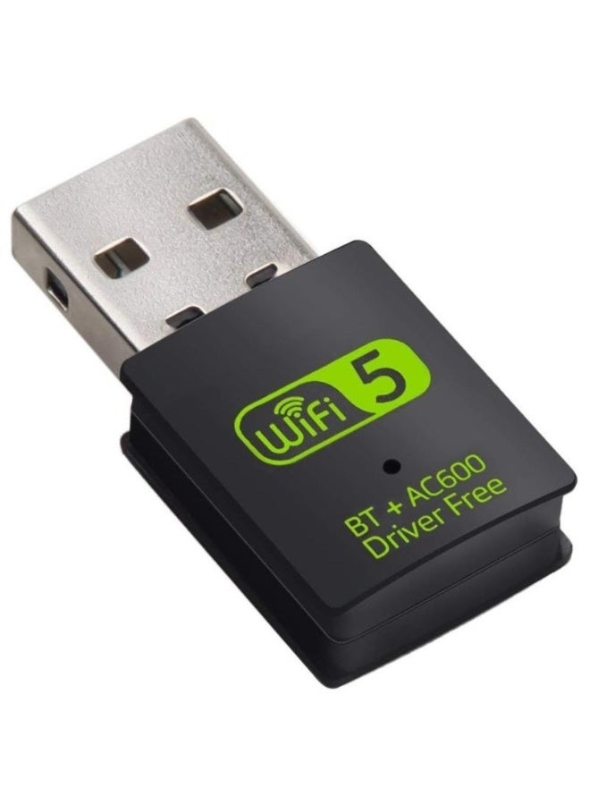 FLOWING USB WiFi Bluetooth Adapter, 600Mbps Dual Band 2.4/5Ghz Wireless Network External Receiver, Mini WiFi Dongle for PC/Laptop/Desktop - Image 1