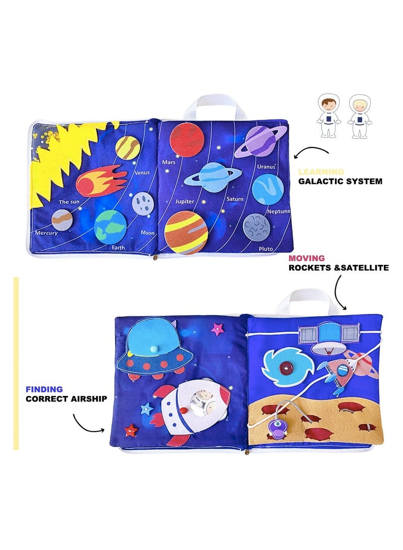 SYOSI Soft Activity Book for Toddlers, Montessori Sensory Quiet Book for 1-3 Year Olds, Educational Cloth Book with 8 Interactive Learning Activities, Travel Toy for Boys and Girls - Image 2