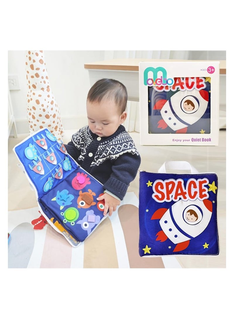 SYOSI Soft Activity Book for Toddlers, Montessori Sensory Quiet Book for 1-3 Year Olds, Educational Cloth Book with 8 Interactive Learning Activities, Travel Toy for Boys and Girls - Image 4