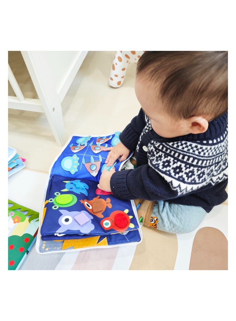 SYOSI Soft Activity Book for Toddlers, Montessori Sensory Quiet Book for 1-3 Year Olds, Educational Cloth Book with 8 Interactive Learning Activities, Travel Toy for Boys and Girls - Image 5