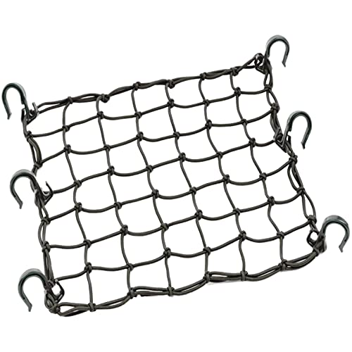 Zuozee ZUOZE Small Cargo Net 15"x15" Stretches to 30"x30" with Thicken Hooks | Natural Latex Core, Tight 2”x2” Mesh Heavy Duty Bungee Net for Motorcycle Helmet, Bike, ATV, UTV, Luggage (Black, 1 Pack) - Image 1