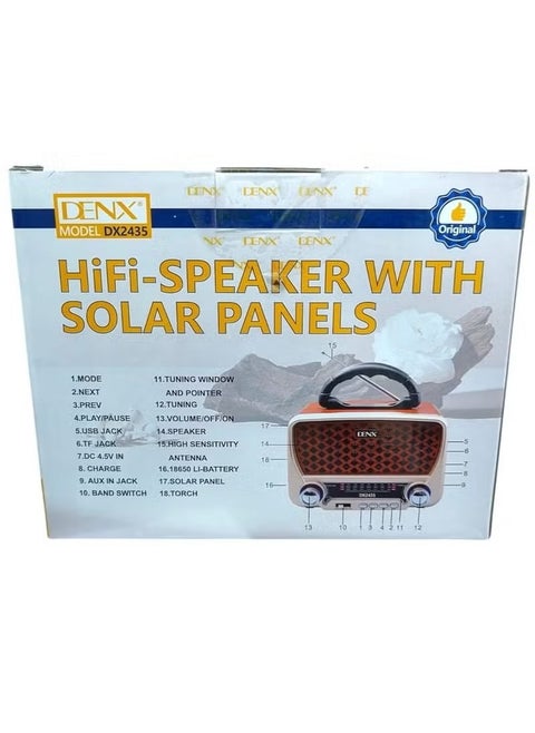 Rechargeable Radio, Portable Radio AM FM Transistor with Best Sound, Solar/Battery Operated Radio, Support TF Card/USB Playing DX2435