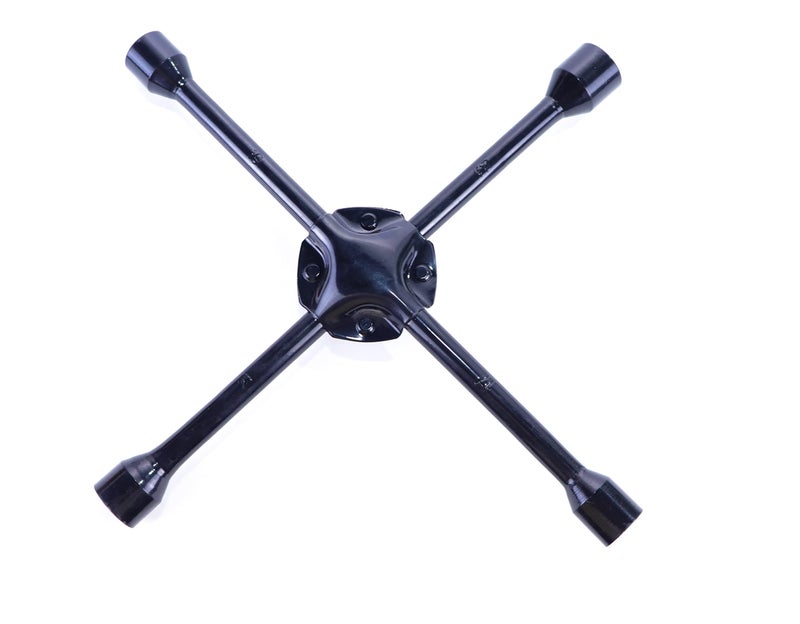 Generic Heavy Duty 4 Way Car Wheel Tire Cross X Wrench Lug Brace Bolt Nut With Support - Black - Image 1