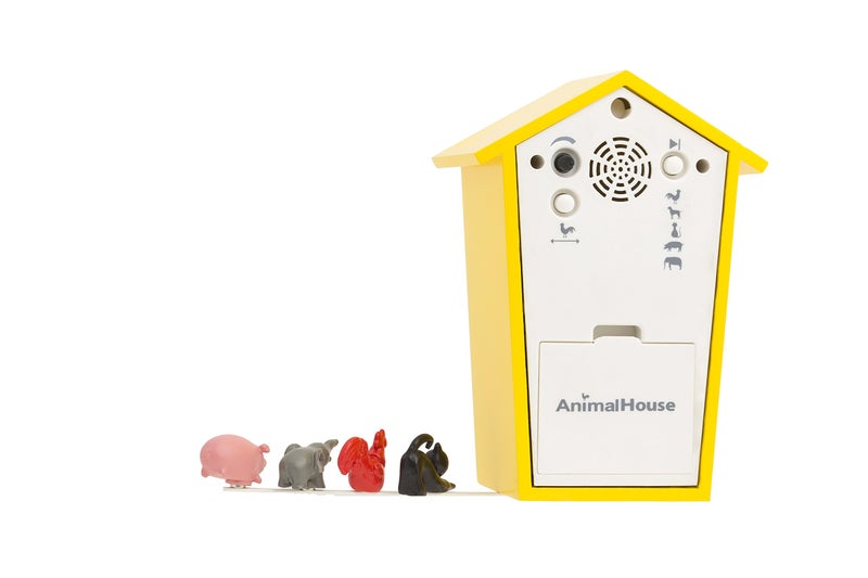 KOOKOO AnimalHouse Yellow, Small Cuckoo Clock with 5 Farm Animals Sounds (Natural Field Recordings) - Image 2