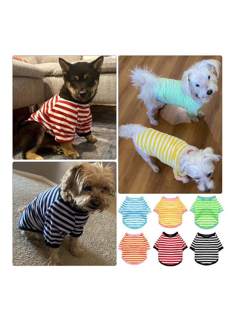 6-Pack Striped Dog T-Shirts, Breathable Colorful Pet Apparel for Small to Medium Dogs, Stylish Sweatshirts for Puppies (Small Size) - Image 3