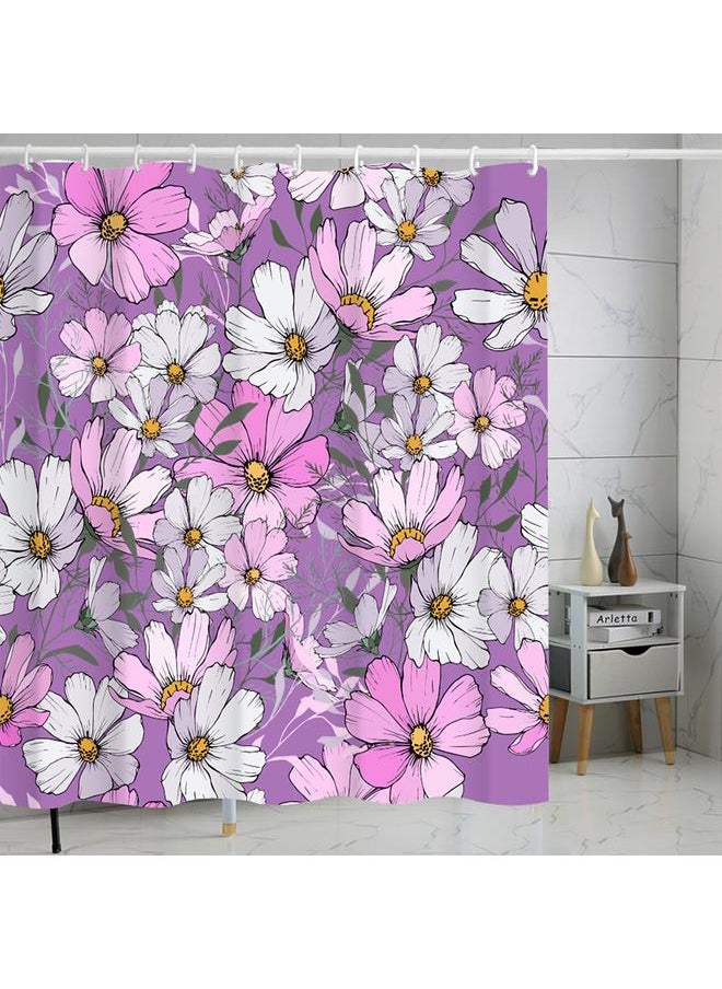 Bluejw Polyester Shower Curtain  Explosions Flowers And Plants Watercolor Bathroom Four-piece Dry And Wet Separation Isolation Waterproof Bath  - Image 1