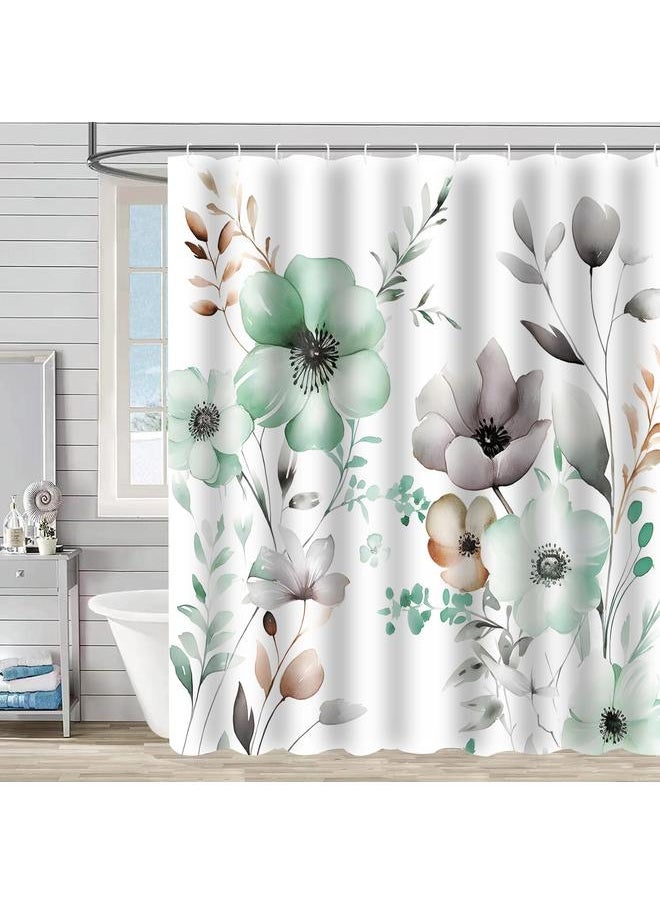 Bluejw Polyester Shower Curtain  Explosions Flowers And Plants Watercolor Bathroom Four-piece Dry And Wet Separation Isolation Waterproof Bath  - Image 3