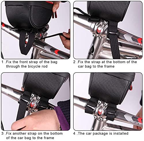 JERN Bike Phone Mount Bags - Premium Bicycle Front Frame Bag, Waterproof Bike Pouch Bag with Headphone Hole for Smartphone Below 6 inch - Grey/Red - Image 3