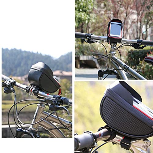 JERN Bike Phone Mount Bags - Premium Bicycle Front Frame Bag, Waterproof Bike Pouch Bag with Headphone Hole for Smartphone Below 6 inch - Grey/Red - Image 2
