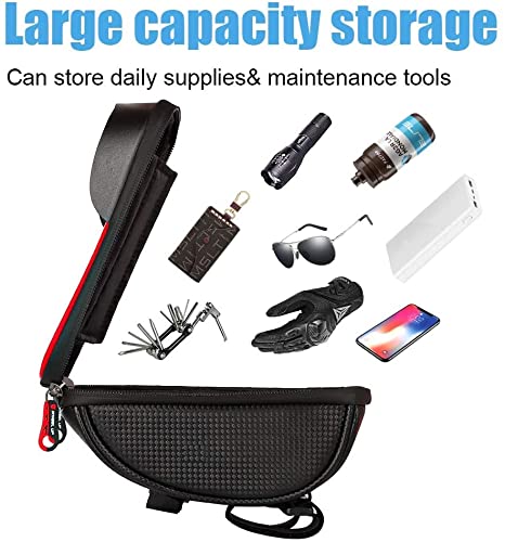 JERN Bike Phone Mount Bags - Premium Bicycle Front Frame Bag, Waterproof Bike Pouch Bag with Headphone Hole for Smartphone Below 6 inch - Grey/Red - Image 4