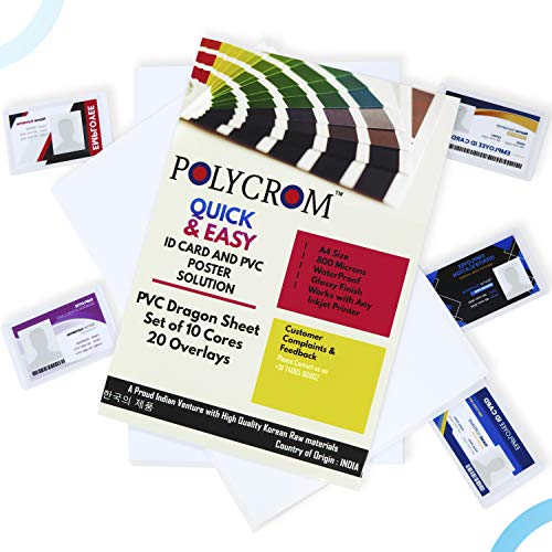 Polycrom Korean PVC Lamination Dragon Sheet Set of 10 Cores and 20 Overlays A4 Size 800 Micron : Imported Korean Sheets - Image 2