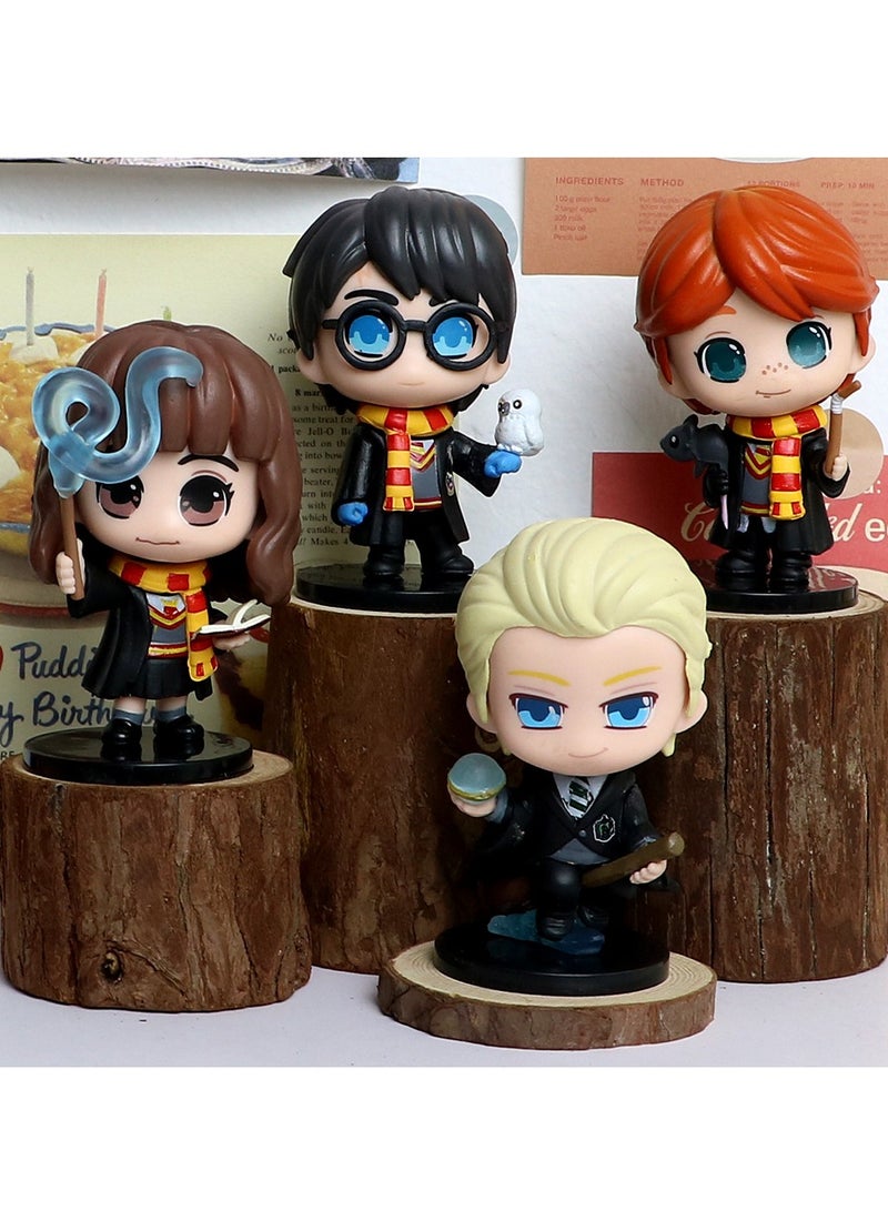 New 6-Piece Harry Potter Figure Set - Harry, Hermione, Ron Car Ornament and Cake Topper, 8-9.5cm PVC - Image 2