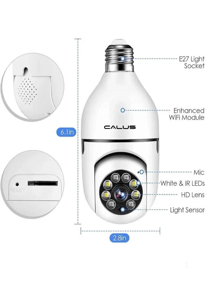 5G WiFi Light Bulb Camera, 2.4GHz & 5G E27 Pro Light Bulb Home Security Camera, Indoor 360° PTZ Surveillace Camera, Full Color Day and Night, Smart Motion Detection