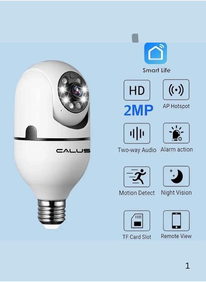 5G WiFi Light Bulb Camera, 2.4GHz & 5G E27 Pro Light Bulb Home Security Camera, Indoor 360° PTZ Surveillace Camera, Full Color Day and Night, Smart Motion Detection