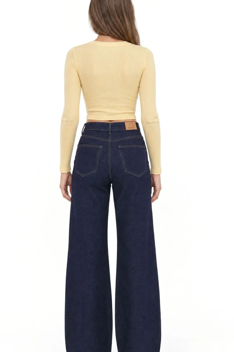 Squalo Dark Blue Denim SQUALO Women's Cotton Pants for Women | Best Price UAE