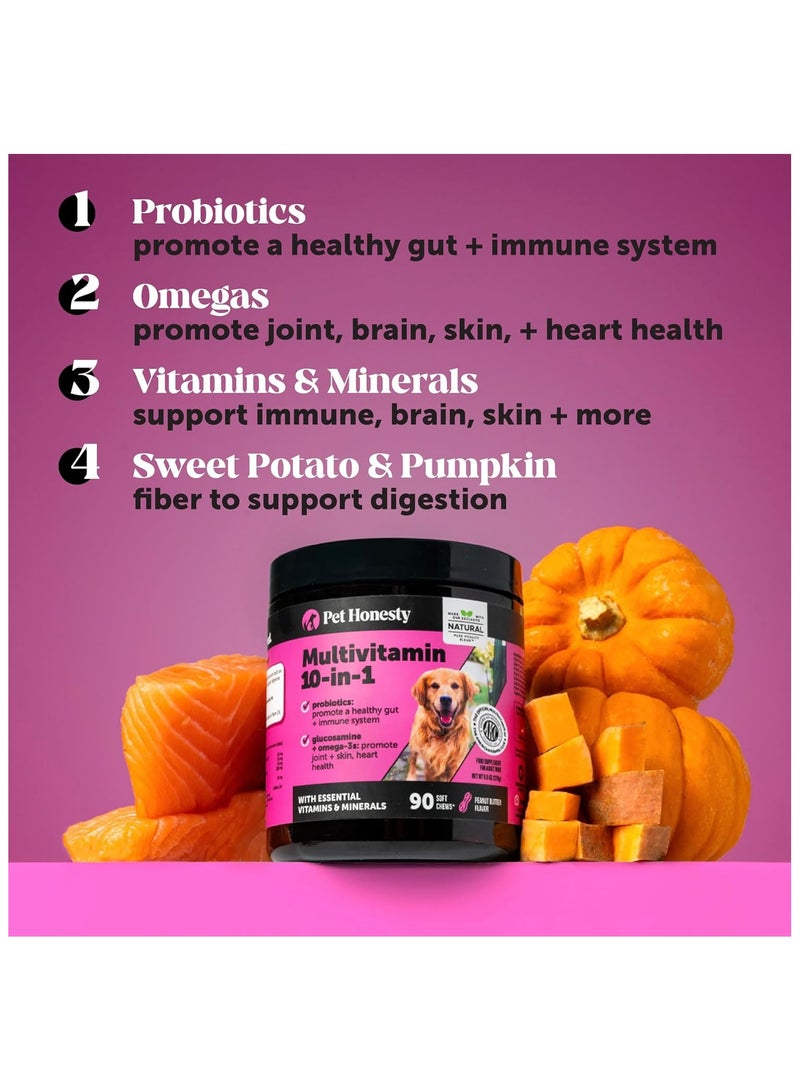 Pet Honesty 10-in-1 Dog Multivitamin Soft Chews with Glucosamine, Probiotics & Omega Fish Oil | Joint, Digestive, Skin & Coat, Heart and Immune Support | 90 Soft Chews - Image 3