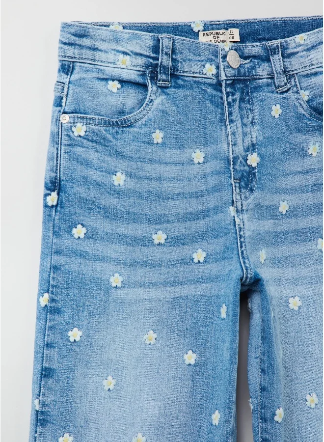 Ovs OVS Straight-Fit Jeans With Embroidered Daisies