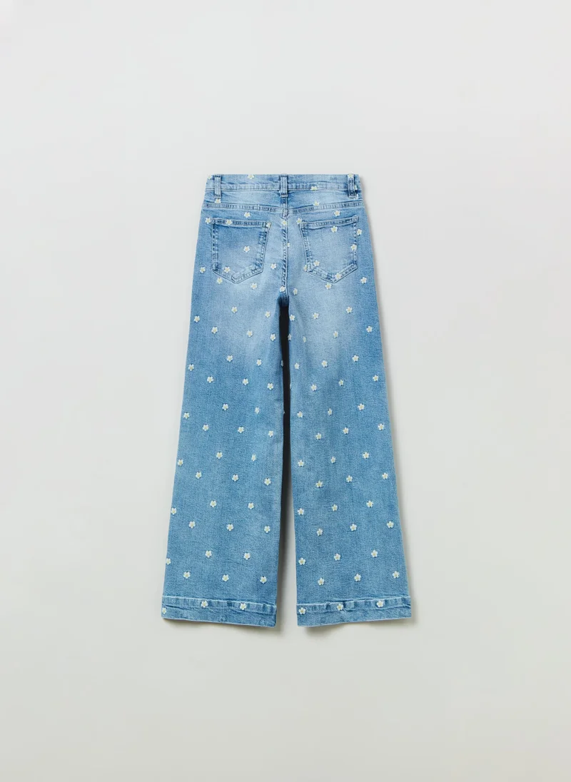 Ovs OVS Straight-Fit Jeans With Embroidered Daisies