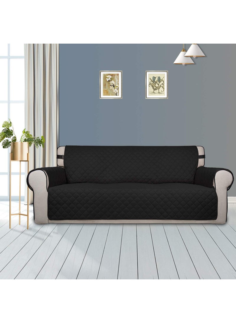 PureFit - PureFit Reversible Quilted Sofa Cover, Spill, and Water Resistant Slipcover Furniture Protector, Washable Couch Cover with Non Slip Foam and Adjustable Strap for Kids, Pets (Sofa, Black/Beige) - Image 1